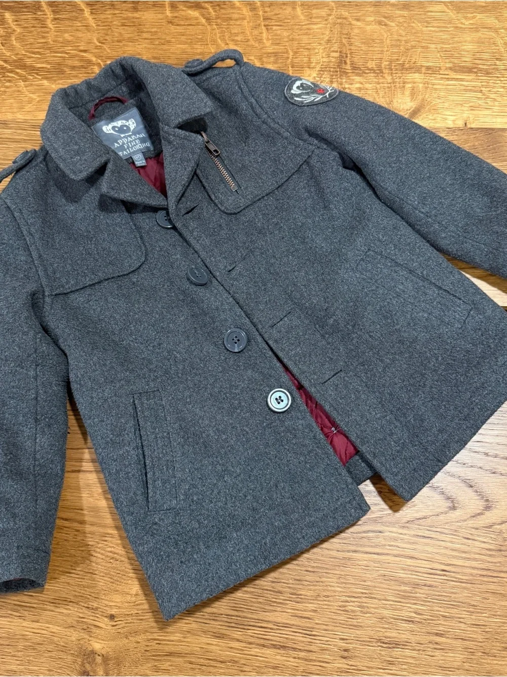 Appaman 4t Boys Gray Pea Coat with Red Lining